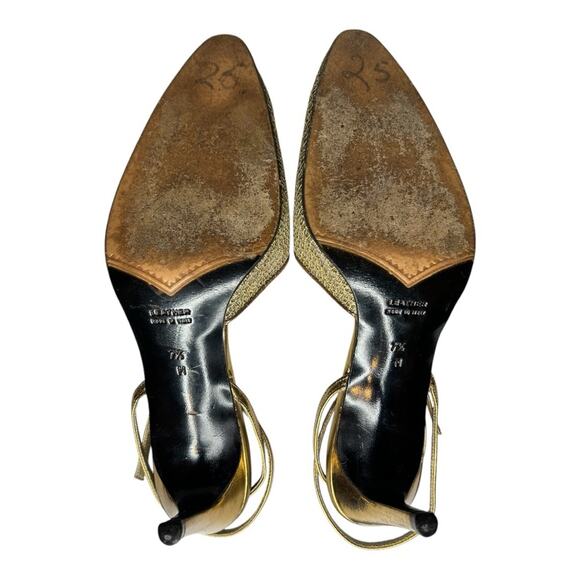 Yves Saint Laurent gold mesh pointed toe strappy sandal. Size 7.5 - Picture 11 of 14